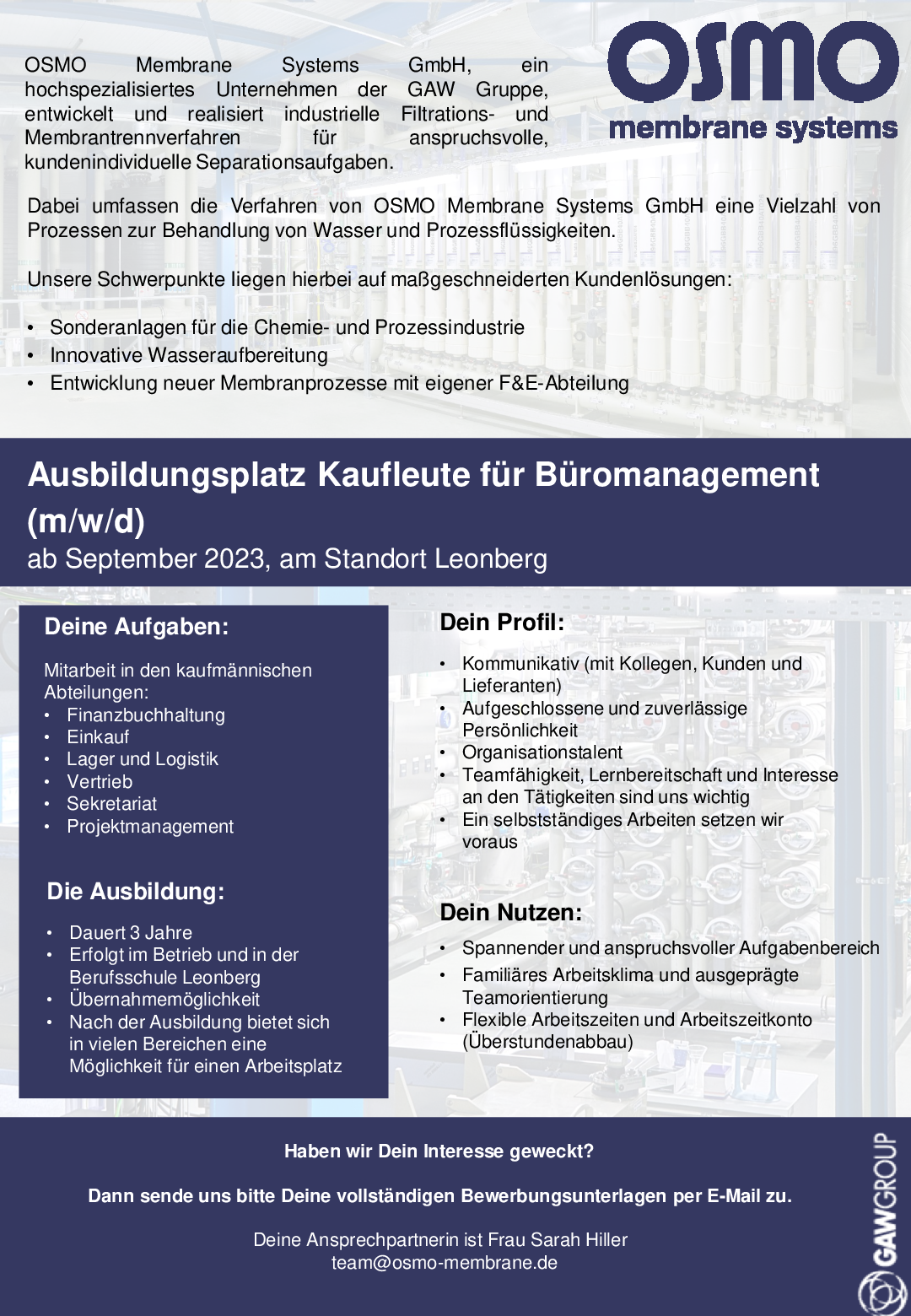 Ausbildung Kaufleute für Büromanagement ab September 2023 OSMO Januar 2023 001